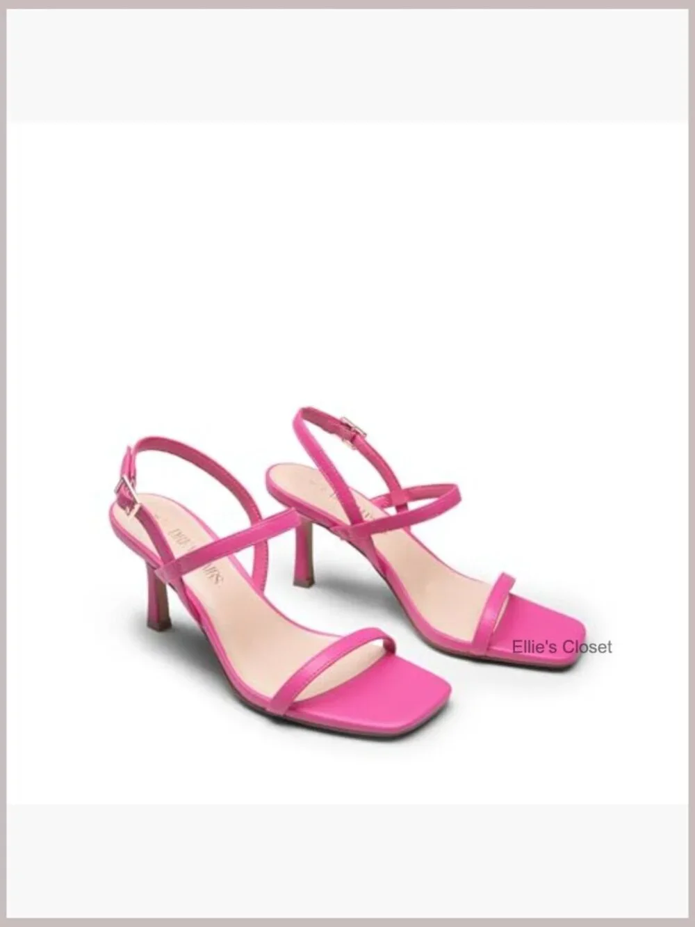 Slingback Heeled Sandals with Square Open Toe and Ankle Strap
